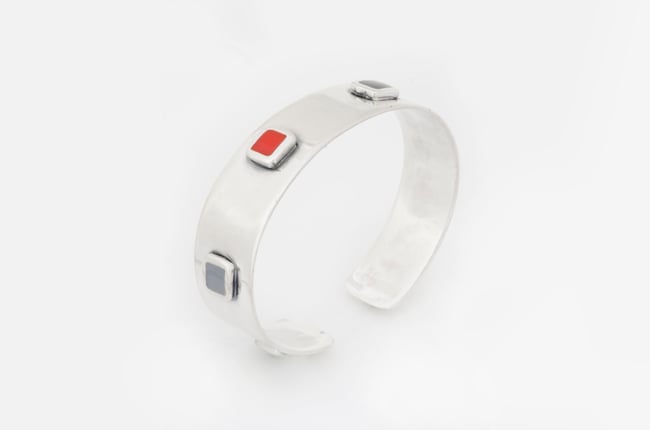  Silver Cuff With Small Squares