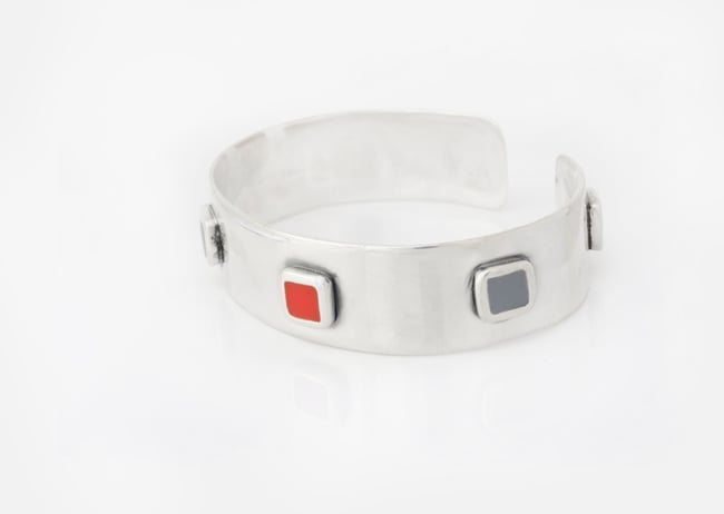  Silver Cuff With Small Squares