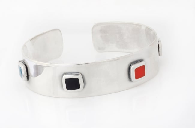  Silver Cuff With Small Squares