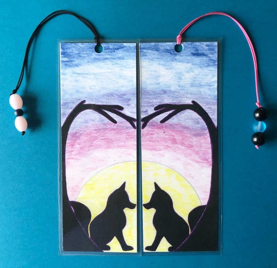 Image of 2 Bookmark Set - Foxes at Sunrise