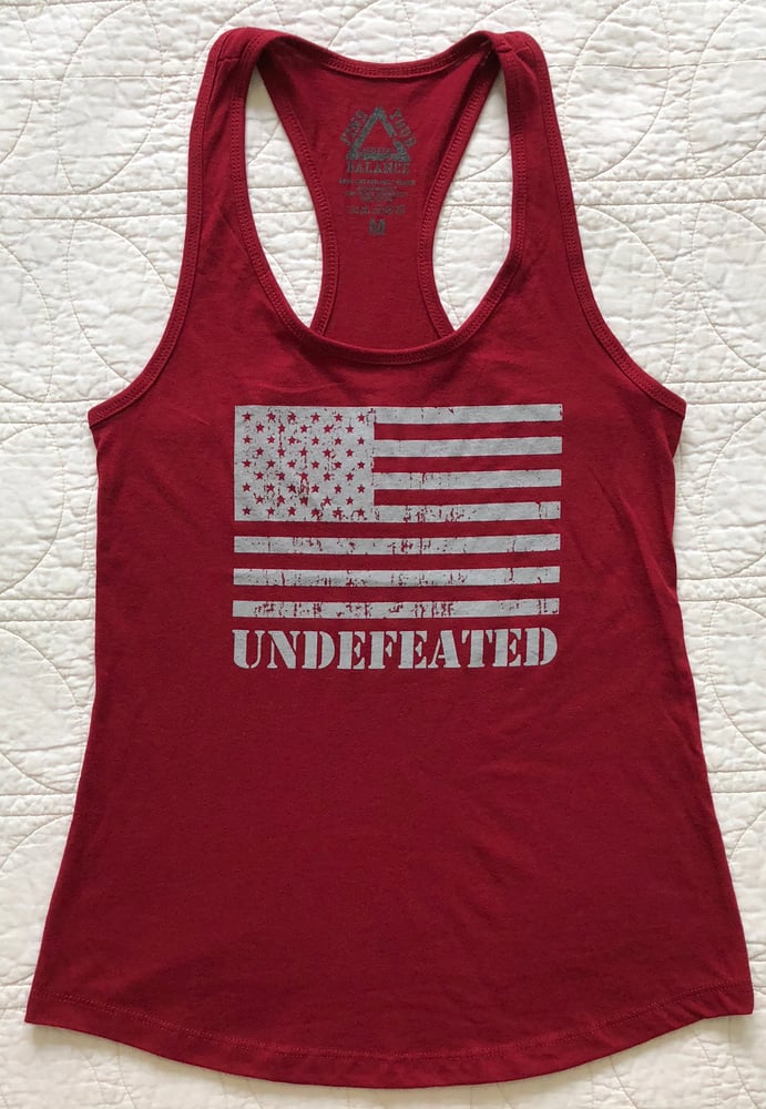 Image of "UNDEFEATED" WOMENS RACERBACK TANK - SCARLET RED