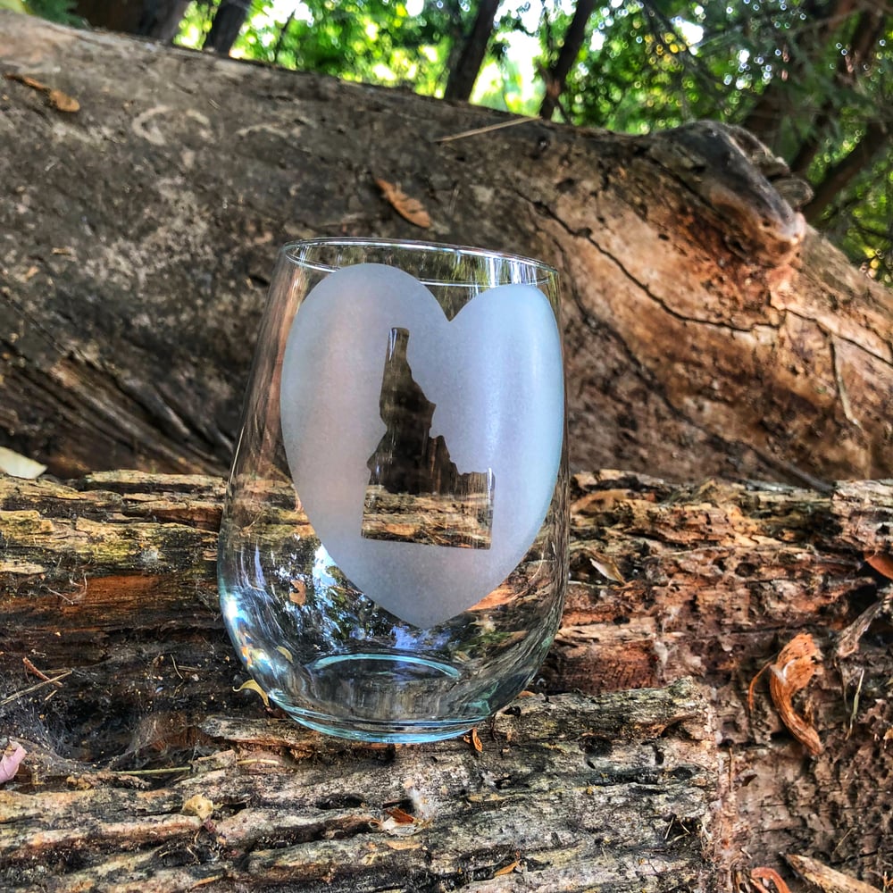 Image of Idaho Heart Stemless Wine Glass