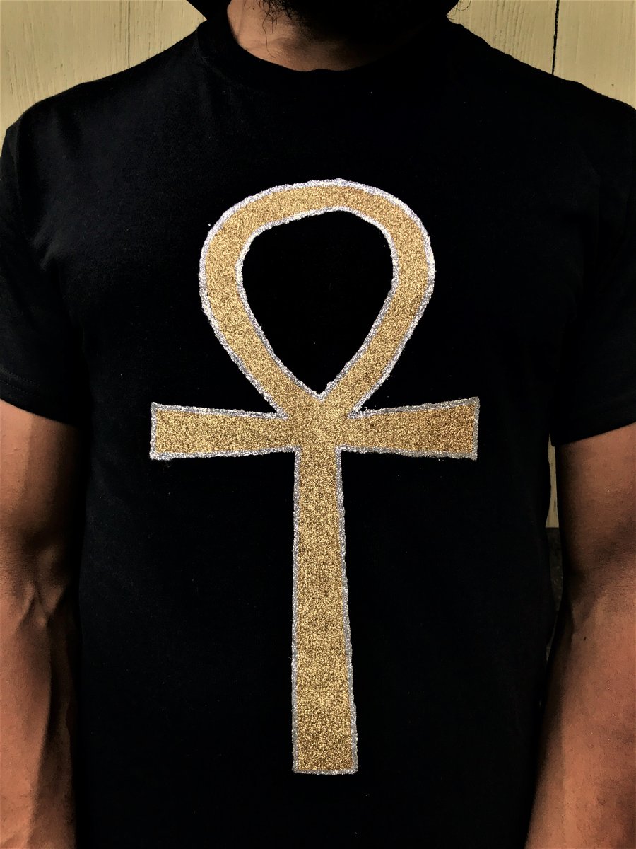 Image of Ankh Gold Glitter Vinyl Black T Shirt