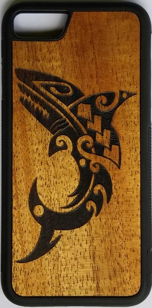 Image of Tribal shark koa wood phone case