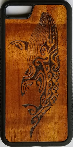 Image of Tribal whale Koa wood phone case