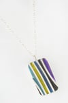 Stripe Pendant Silver Chain Necklace