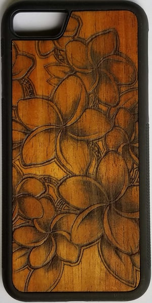 Image of Plumeria Koa wood phone case