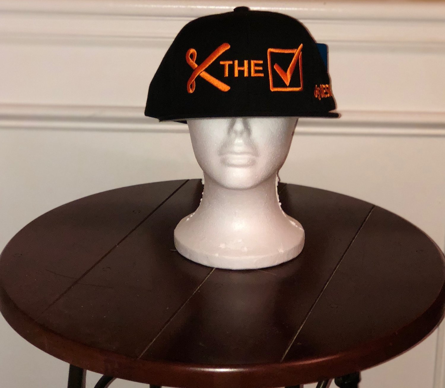 Image of G5 Design Co. Black and Orange Cut The Check Snapback Baseball Cap