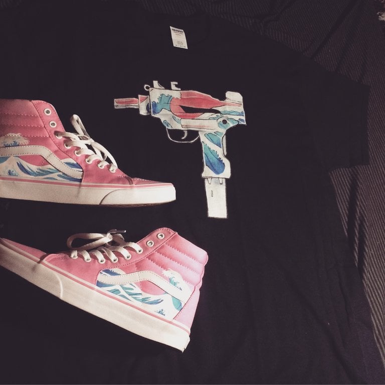 Image of Hand-Painted Hokusai Wave Vans