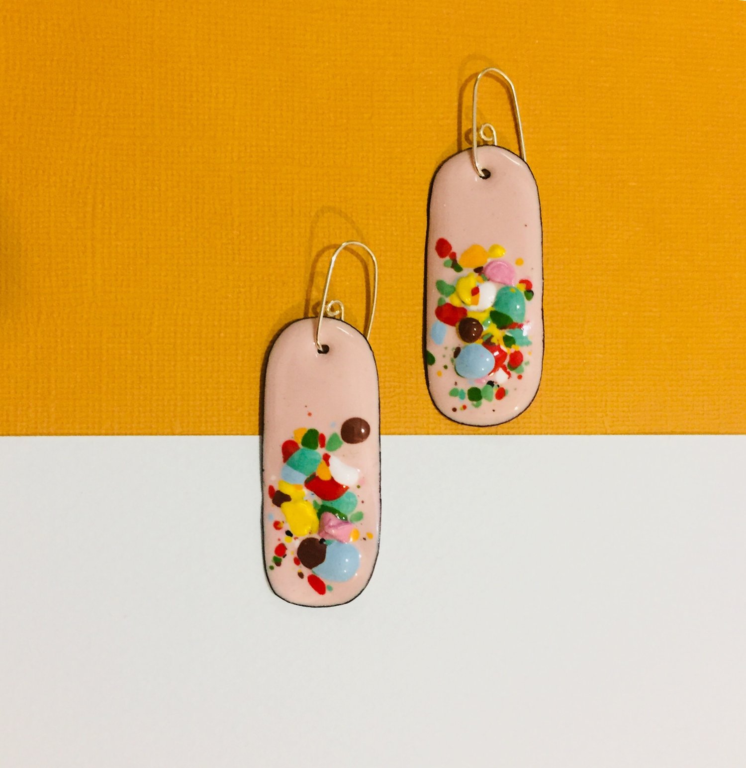 Image of Handmade enameled Piñata earring 