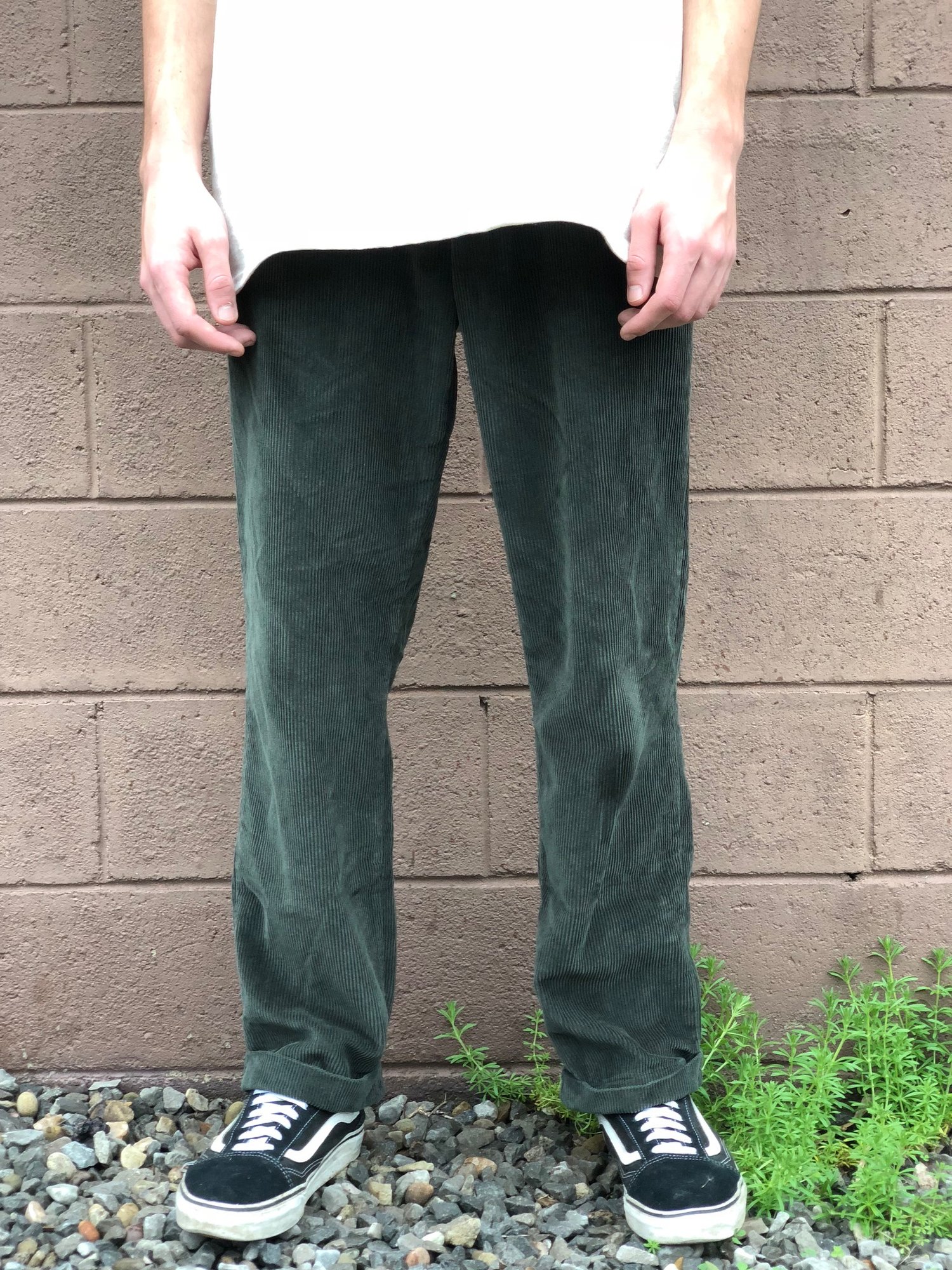 Image of High Waisted Olive Corduroys