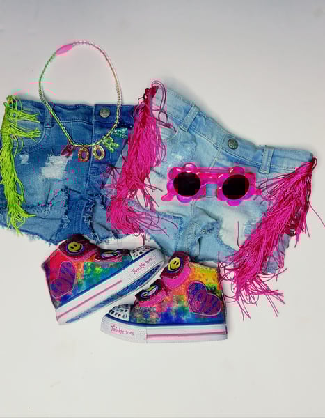 Image of  HIPPIE FRINGE DENIM SHORTS