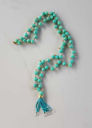 Amazonite & Topaz Baby Tassel Necklace
