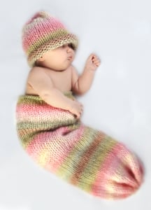 Image of Hand Knit Infant Cocoon Sack Photography Prop