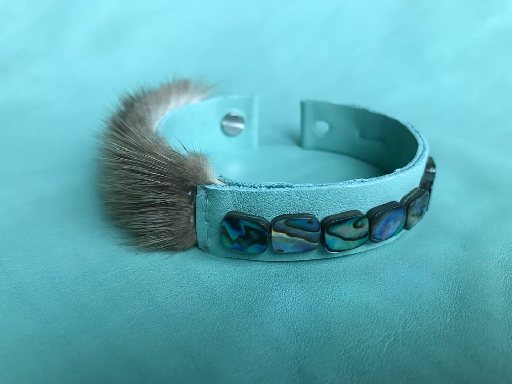 Image of Asymmetrical River Otter and Abalone Bracelet
