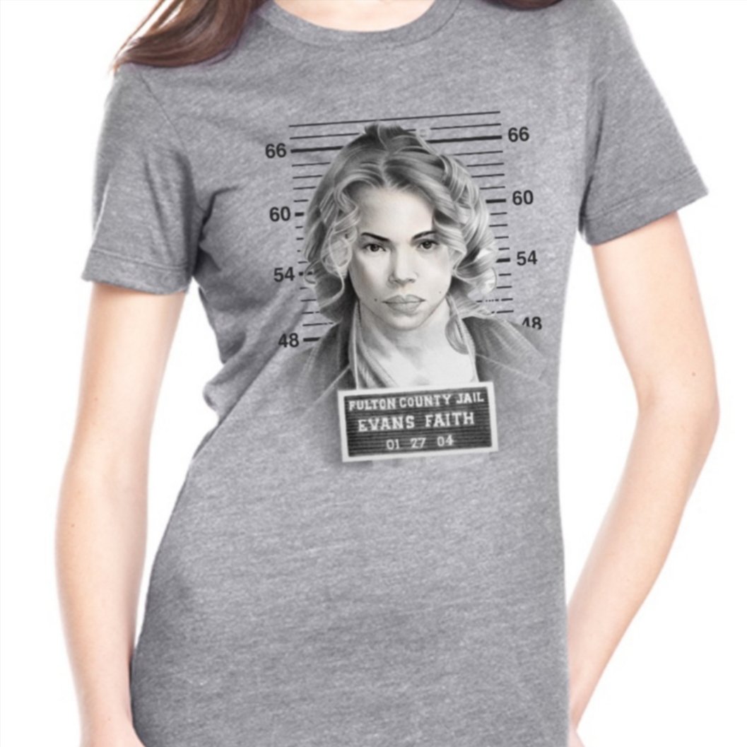 Faith Evans Mug Shot Unisex Tee Shirt Grey