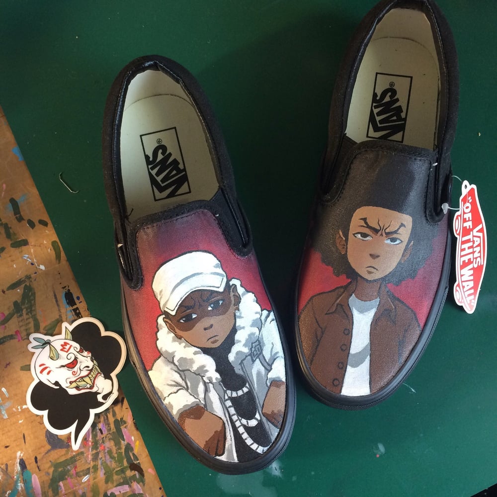 Image of Hand-Painted Huey and Riley Slip Ons