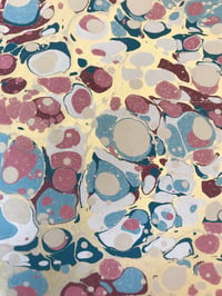 Image 1 of Marbled Paper #97 'Blue & Pink Spot with Metallic gold' on fawn