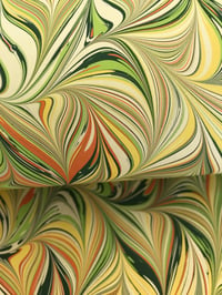 Image 2 of Marbled Paper #61 - Combed design - spring colour palette