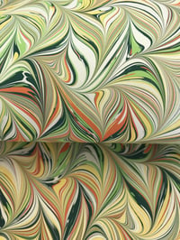 Image 3 of Marbled Paper #61 - Combed design - spring colour palette