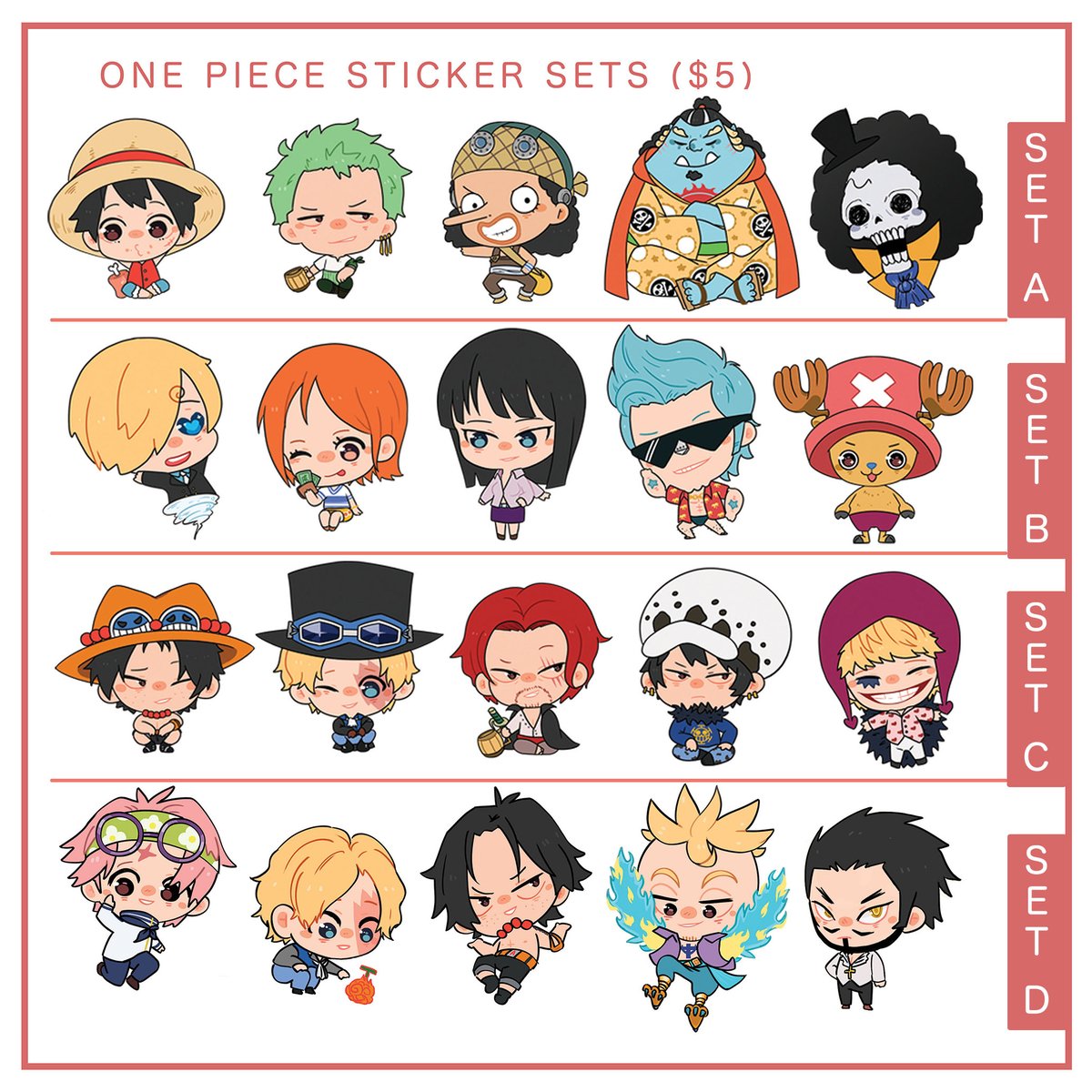 one piece sticker sets ileane