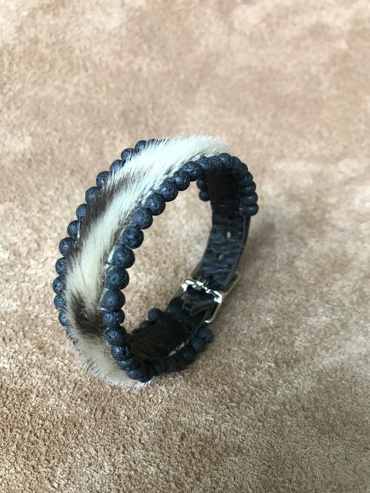 Image of Sealskin and Lava Rock Adjustable Bracelet