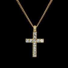 Image of FREE Iced Out Cross Chain Gold/Silver