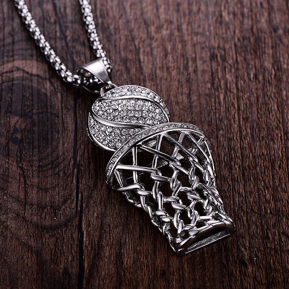 silver basketball pendant