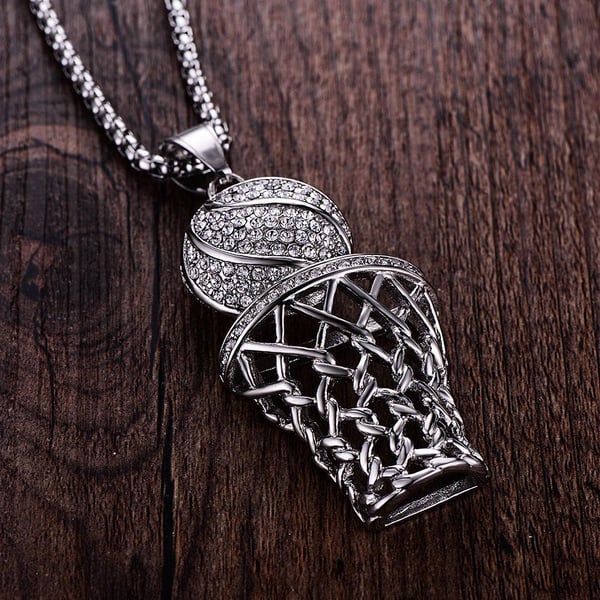 Image of Silver Basketball Necklace