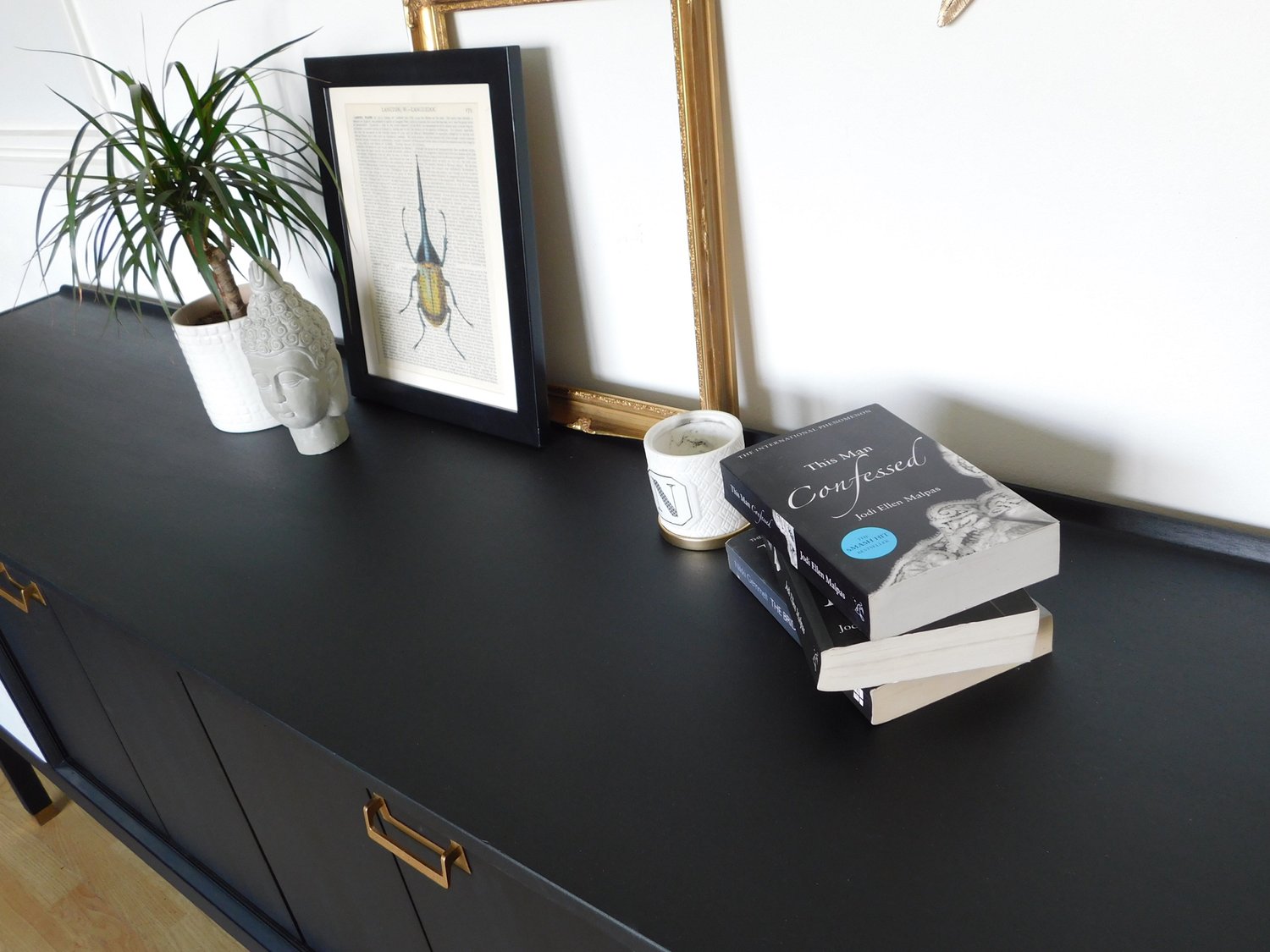 Image of Black, gold & marble G plan sideboard