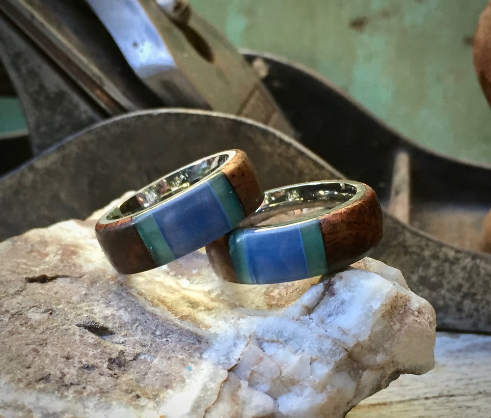 Image of Dual resin/exotic wood ring set