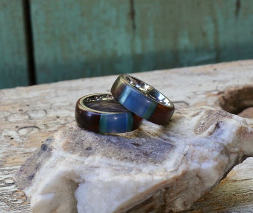 Image of Dual resin/exotic wood ring set