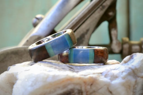 Image of Dual resin/exotic wood ring set