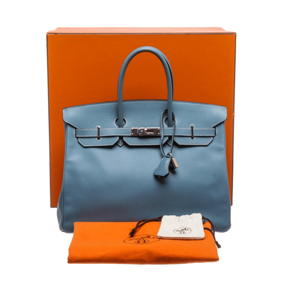 Image of Hermès  Bleu Blue Jean Epsom Leather Birkin 35 Bag