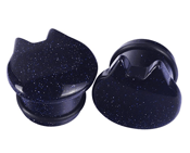 Image of Black Stone Sparkle Cat Ears Plugs Ear Stretcher
