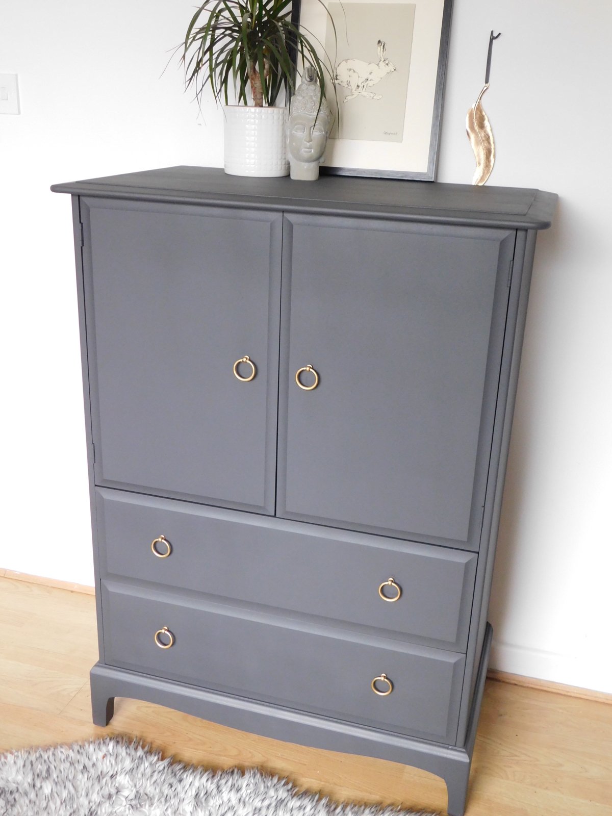 Image of Stag mahogany linen cupboard in dark grey