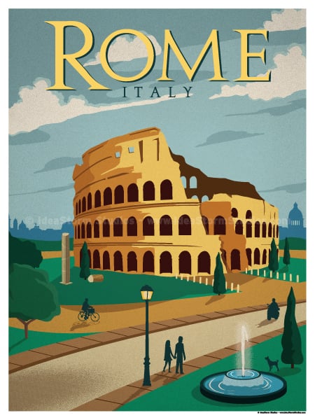 Image of Vintage Rome Travel Poster