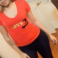 red  black and gold shirt