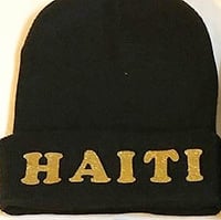 black and gold beanie