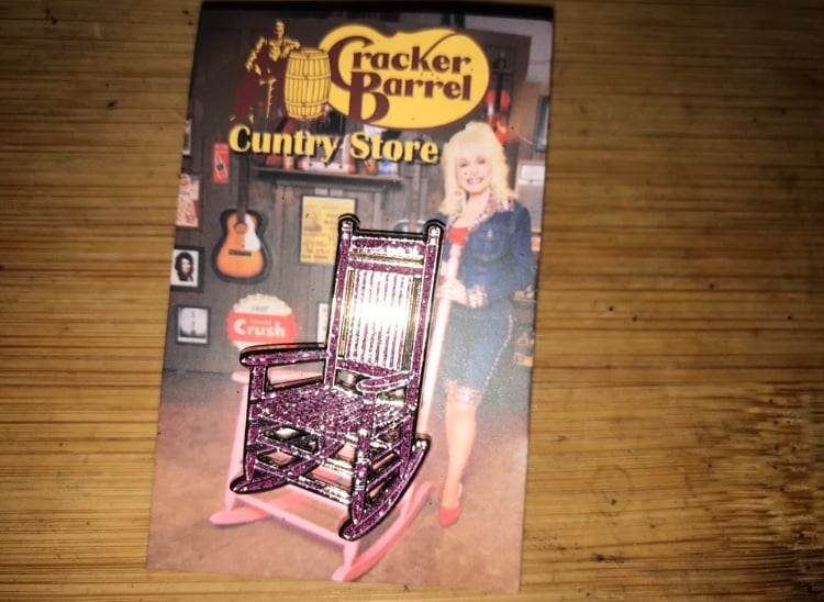 Dolly Partton Pink Glitter Rocking Chair Enamel Pin