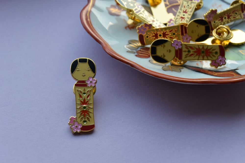 Image of Original Japanese Kokeshi Doll - Hard enamel pin
