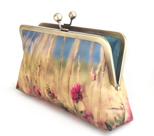 Image of Meadow flowers printed silk clutch purse 