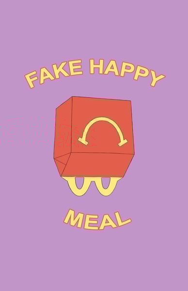Image of fake happy meal poster (paramore art + friends fundraiser)
