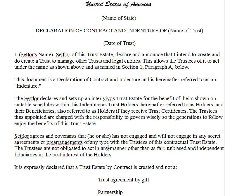 Image of Indentures - The Trust Contract