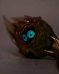 Image 3 of Egg of the King all seeing fangs pendant, leather cord, brass hardware, OOAK