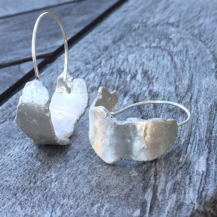 Image of Hammered silver hoops
