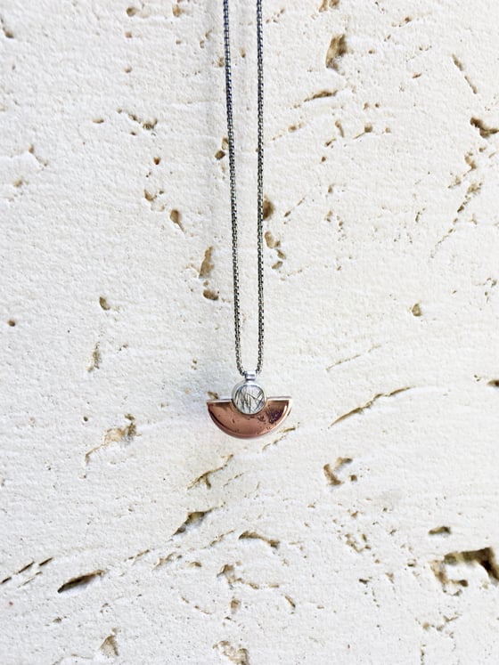 Image of Bronze Sculpture Rutilated Quartz Sterling Silver Necklace