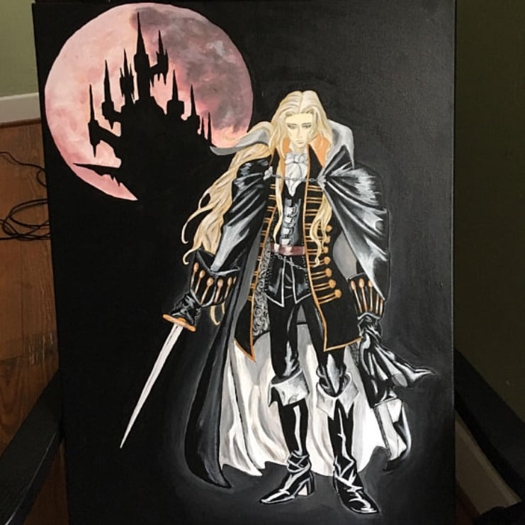 Image of Castlevania Alucard 18x24 Acrylic Painting on Canvas