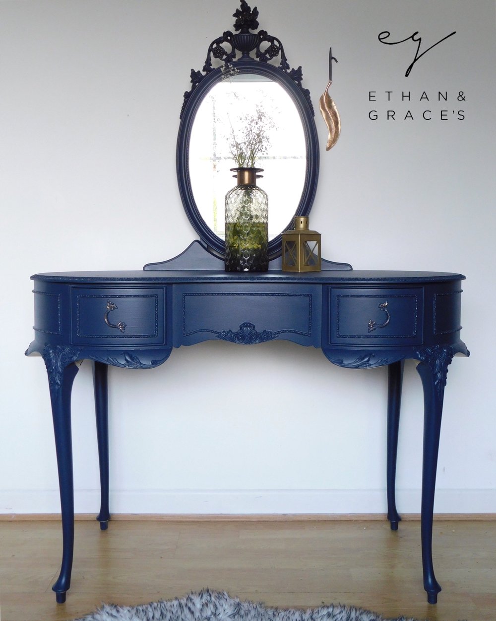 Image of A elegant dark blue dressing table