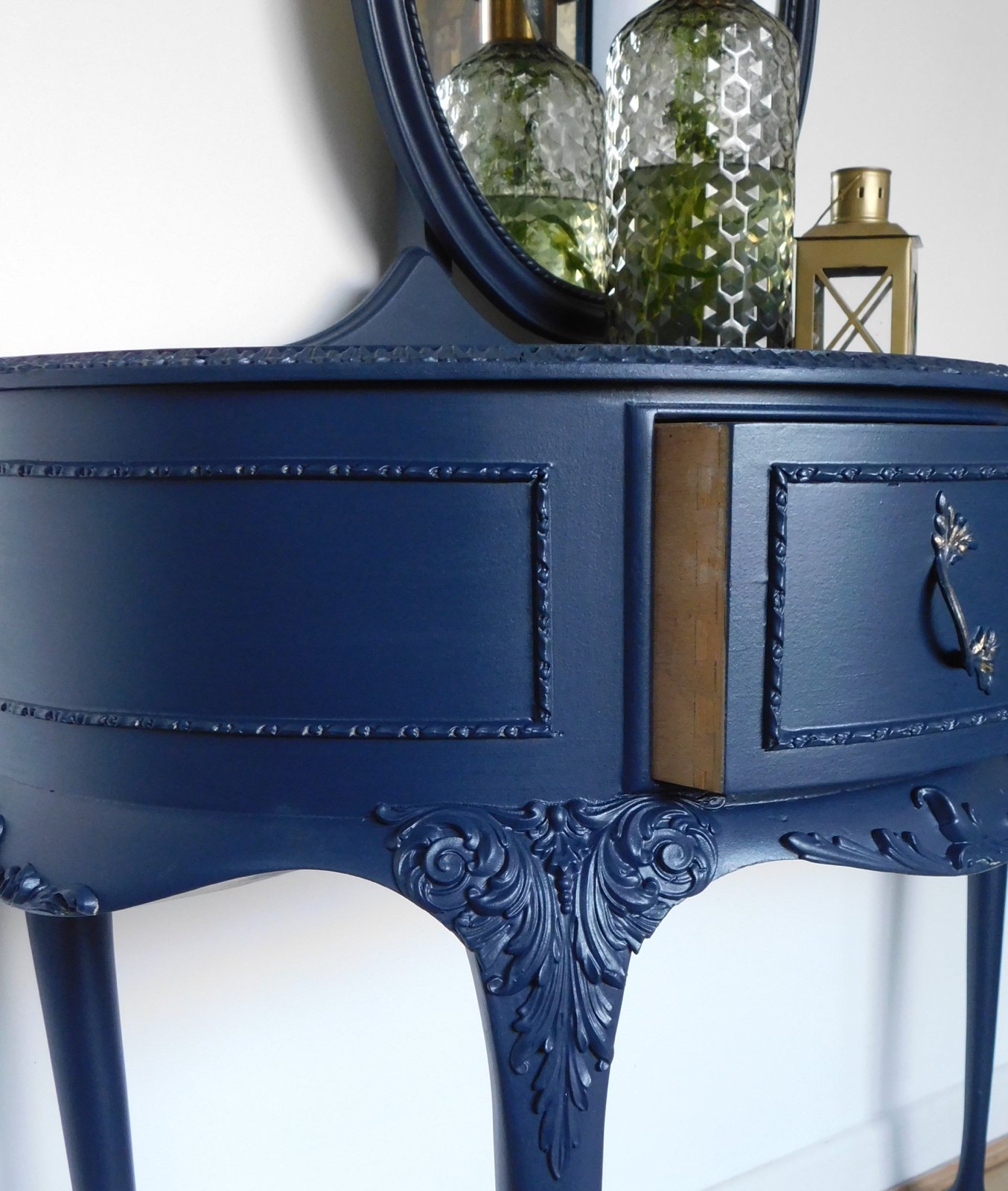 Image of A elegant dark blue dressing table